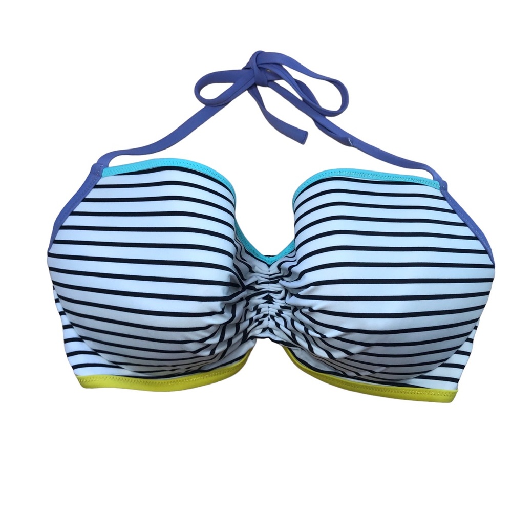 Victoria’s Secret Halter Swim Top Full Coverage Black/White Stripe Size 36DDD